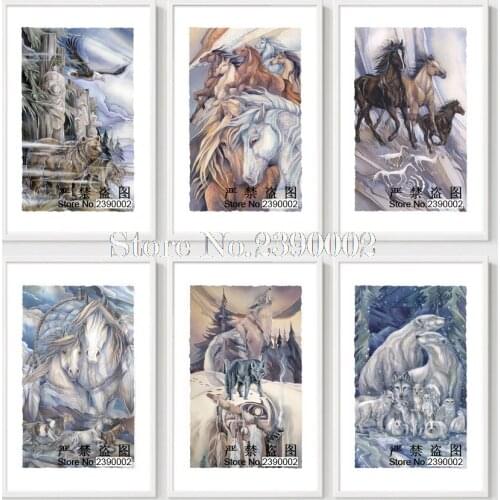 5D DIY Diamond Embroidery Watercolour Animal Painting Home Decoration Diamond Painting Cross Stitch Rhinestone Wolf Horse Bear