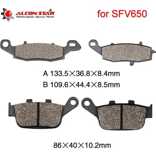 Alconstar- For Suzuki SFV650 2009 2010 2011 2012 2013 2014 Semi-Metal Motorcycle Front Brake Pads and Rear Brake Pads Racing