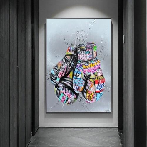 Boxing Gloves Graffiti Art Posters and Prints Wall Canvas Painting Street Graffiti Wall Art Picture for Living Room Home Decor