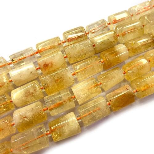 Natural Yellow Citrines Beads 38cm Column Barrel Spacer DIY Loose Quartz Beads For Jewelry Making Women Beads Accessories Gift