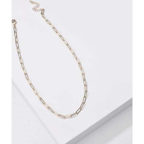 SRCOI Link Chain Paper Clip Chain Necklace Choker Collar Oval Elongated Necklace Fashion Women Wedding Party Birthday Jewelry