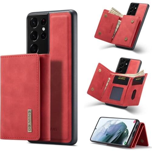 Case For Samsung Galaxy S21 Ultra Leather Luxury Magnetic Leather Wallet Phone Case Protective Shockproof Full Cover