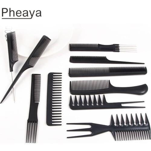 Pheaya Black Barber Comb Hair Styling Comb Anti-static Styling Tool Reduce Hairloss Soft Comb Teeth Hairbrush Barber Accessories