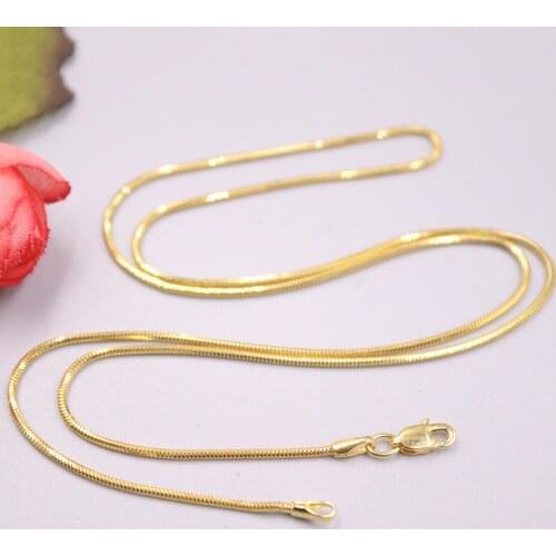 Pure 18K Yellow Gold Women Men Necklace Round Snake Chain 19.6inch 1mmW 3.7-4g / Lobster Clasp GUARANTEED PURE 18K Gold