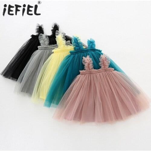 Kids Girls Dress For Party Wedding Summer Sleeveless Baby Mesh Sling Vest Tutu Dresses for Girls Childrens Princess Tulle Dress