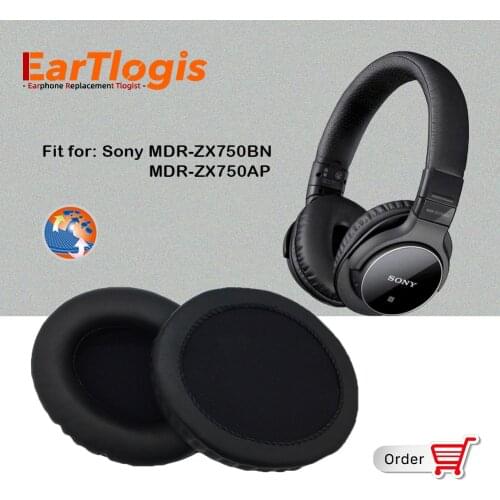 EarTlogis Replacement Ear Pads for Sony MDR ZX 750BN 750AP MDR-ZX750BN MDR-ZX750AP Headset Parts Earmuff Cover Cushion Cups
