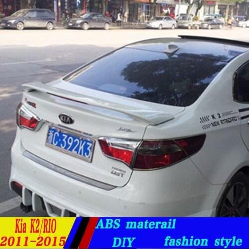 Use for Kia RIO K2 spoiler 2013-2015 RIO K2 Spoiler with light High Quality ABS Material Car Rear Wing Primer Color Rear Spoiler