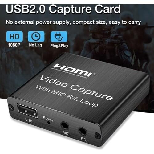 USB2.0 Capture Card HDMI Video Game Converter with Loop Out HDMI to USB Capture Device for Gaming Streaming Teaching Video