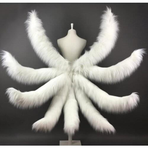 2019 New Game LOL Cosplay Costumes Sexy Fox lol Ahri Nine Tailed Upgraded Transform-model Tail Cosplay White Pink free shipping