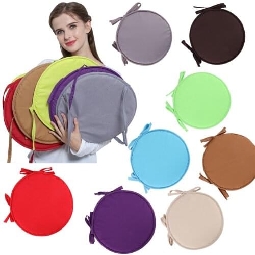 30/38cm Bistro Round Chair Seat Cushion Pad Cushions Solid Round Tie-on Kitchen Dining Removable Bistro Circular Chair Cushion