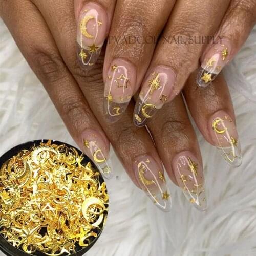 Moon Star Mixed Metallic Nail Sequins Charms 3D Nail Art Slice Decoration Acrylic Manicure Tool
