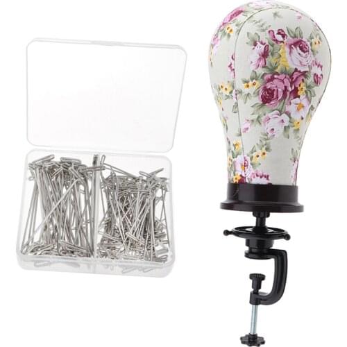 21" Canvas Block Head Wig Making Mannequin Model Hat Display Stand Pins Sets
