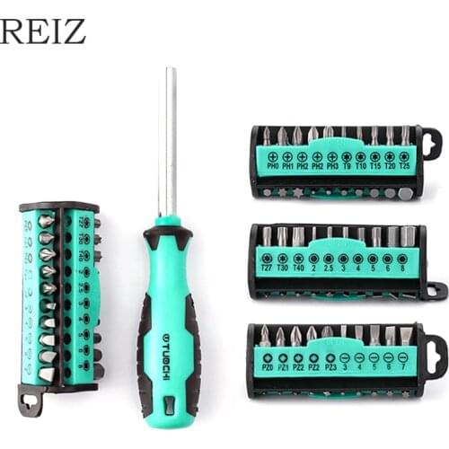 REIZ Mini Screwdriver 30 Pcs Set Precision Torx Hex Slotted Phillips Magnetic Screw Bits Household Portable Repair Hand Tool
