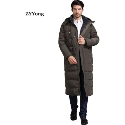 Winter Hooded Green Long Down Parka Coat Men Jacket Clothing Navy Blue Black Windbreaker Business Thicken Warm Overcoat Outwear