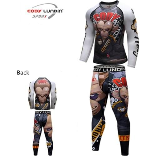 Cody Lundin Men Compression Sportswear Gym Long Sleeve T-Shirt Leggings Set Sports Running Training Tracksuit HD 3D Printing