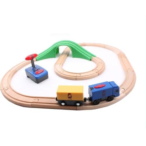 Wooden track set for remote motorized train and wooden Magnetic train Truck Car Locomotive Engine Railway Toys for Children