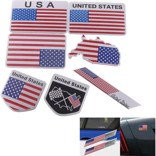 1PC Badge Sticker Motorcycle Decal Car Styling 3D Aluminium Alloy American USA Map National Flag Emblem