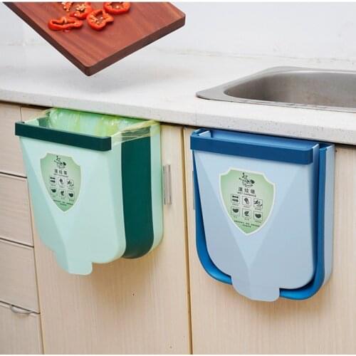 Wall Mounted Folding Waste Bins Wall Mounted Kitchen Garbage Can Hangable Kitchen Door Back Cabinet Trash Can Car Waste Storage