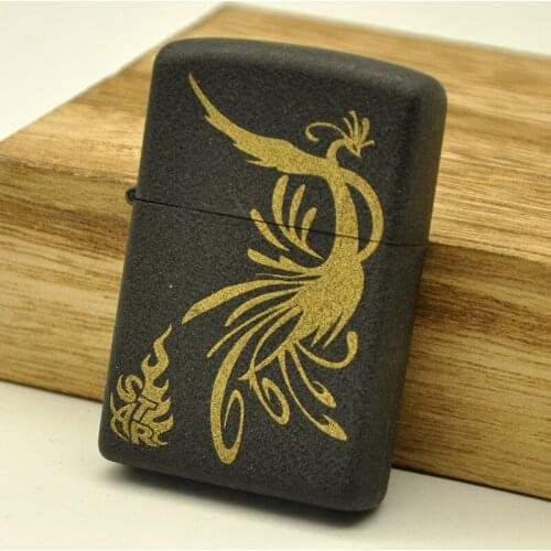 Nostalgia Black Crack Paint Frosted Print With Metal Kerosene Lighter As A Gift