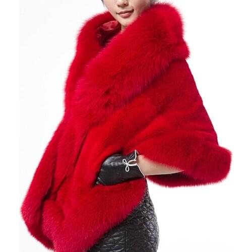Brieuces new Winter lady warmth new Imitation fox furs coat cloak imitation mink fur women fur shawl