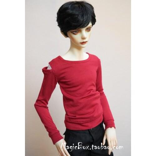 BJD doll clothing is suitable for 1/3 1/4 size MSD DD red personality with long sleeves and bare shoulders shirt doll accessorie