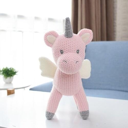 Original new woolen knitting soothing unicorn doll baby small dinosaur plush toy customization Baby infant cartoon Toys Animal