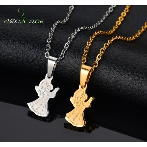 Nextvance Cute Cartoon Angel Pendant Necklace Gold Color Stainless Steel Baby Necklace Amulet For Children Gift