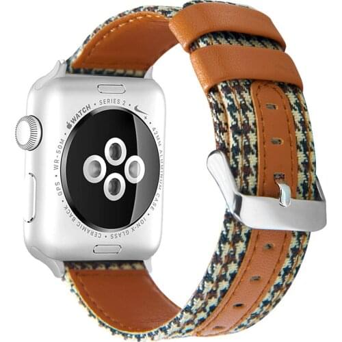 GOOSUU Fabric Leather Strap for Apple Watchband 44mm 40mm iwatch band 42 38mm correa bracelet watchband belt apple watch Series