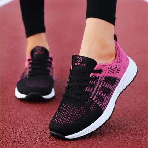 Mesh Breathable Sports Woman Breathable Sneakers Woman Running Shoes Women Sneakers Sport Black Red Sneekers Training GME-1858