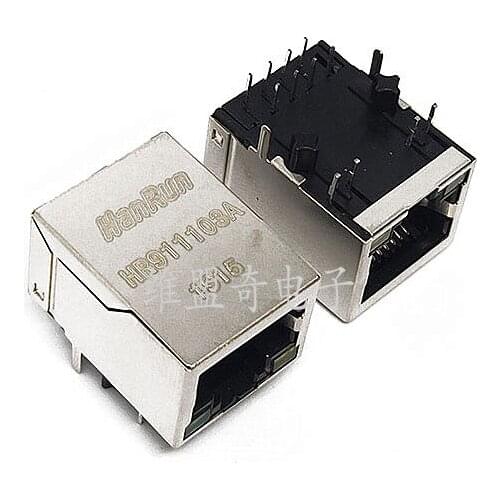 10PCS/lot Network transformer HR911103A HY911103A RJ45 socket with lamp