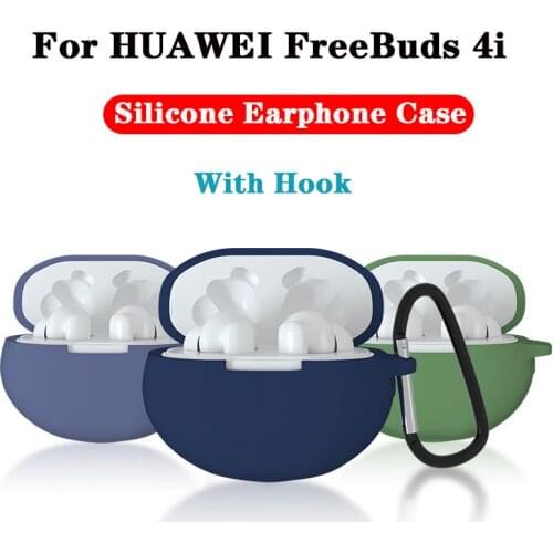 Silicone Earphone Case For Huawei Freebuds 4i Bluetooth Earphone Protector Shell Accessories For Freebuds 4i Cover With Hook
