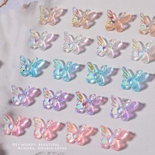 Nail Art Resin Butterfly Jewelry Aurora Three-dimensional Double Butterfly Nail Decoration Symphony Butterfly Manicure