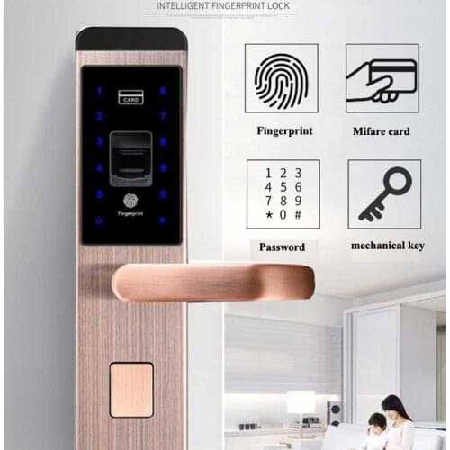Smart Fingerprint Door Lock Stainless Steel Keyless Biometric Lock Fingerprint+Password+RFID Card+Key Unlock Ways Home Hotel Use