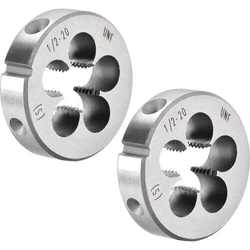 Uxcell 1/2-20 UNF Round Dies Machine Thread Threading Dies 1.5" OD Tool Steel 2pcs