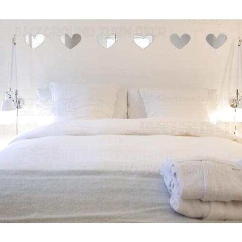 Mirror Wall Stickers Room Decoration Sticker House Living Aesthetic Accessories Bedroom Heart Love Frieze Listello Border R106