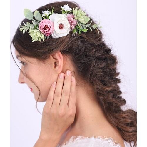 Exotic Chic Fairy Flower Crown Princess Style Hair Comb Wedding Bridal Hair Accessories Retro Headpiece for Women