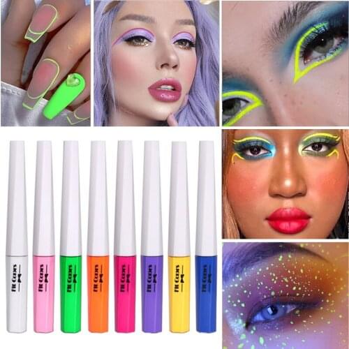 Neon Fluorescent Liquid Eyeliner Pen White Pink Yellow Green Luminous Eye Liner Waterproof Quick-dry Makeup Eyeliner Cosmetics