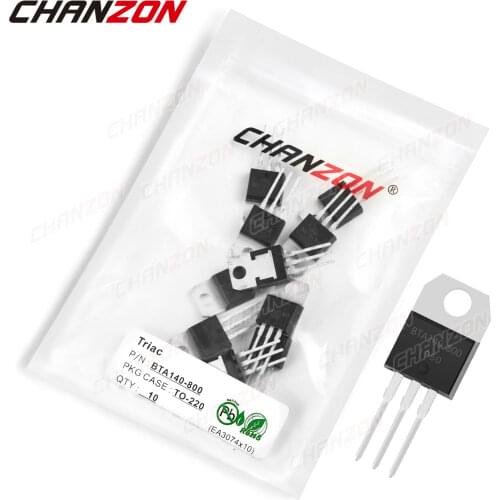 10Pcs BTA140-800 TO-220 Triac SCR Transistor Bipolar Junction BJT Triode Tube Fets Thyristor DIP 25A 800V Integrated Circuits