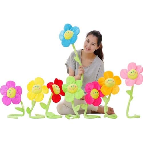 16PCS Plush Flowers Smiley Face, 40cm Long Bendable Stems 8 Assorted Colors Happy Smiles Sunflowers Gift for Boys and grils