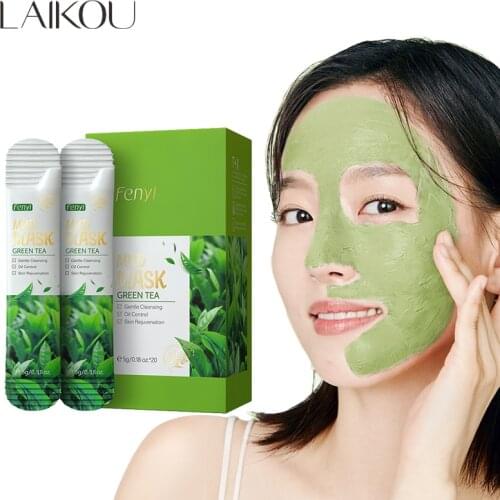 20pcs Green Tea Clay Mask Remove Against Face Acne Treatment Cream Mask Facial Cleansing Black Dots Blackheads Remover Skin Care