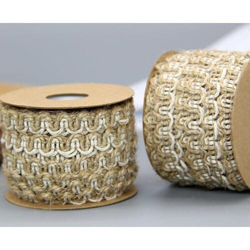 5m/roll Natural Burlap Ribbon Lace Jute Ribbon DIY Crafts Gift Box Packaging Country Wedding Christmas Birthday Decoration Gift