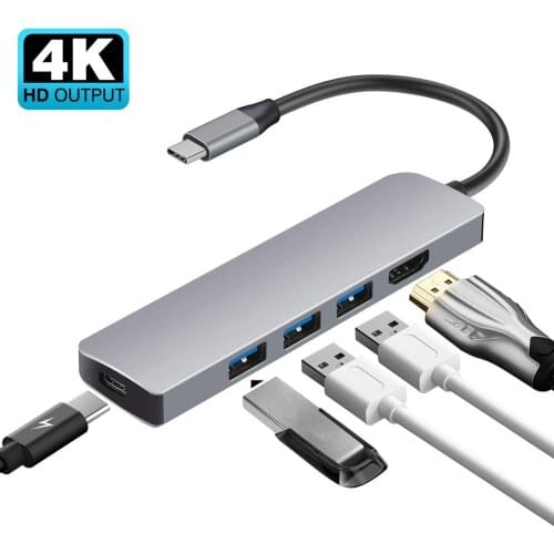 USB HUB C HUB Adapter 5 in 1 USB C to USB 3.0 HDMI-Compatible Dock for MacBook Pro For Nintendo Switch USB-C Type C 3.0 Splitter