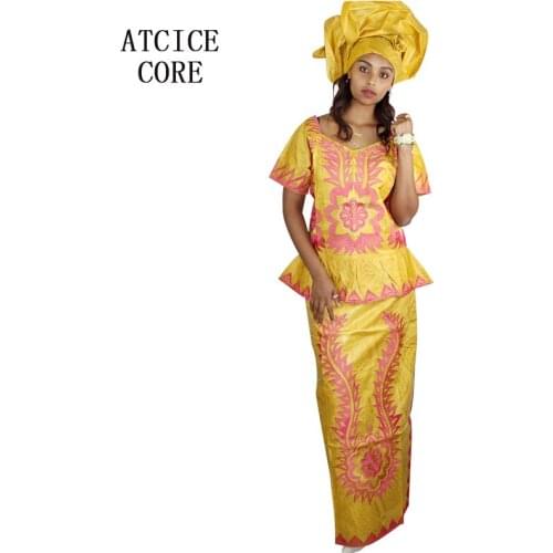 AFRICAN EMBROIDERY DESIGN bazin riche embroidery top with wrapper scarf
