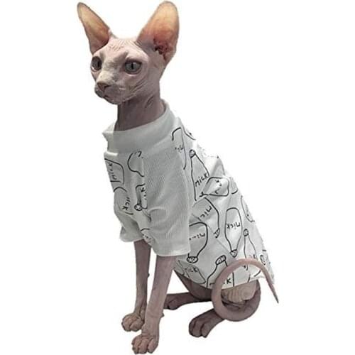 Pet Hairless Cat T-shirt Spring, Summer and Autumn Breathable Cat Wear Vest Suitable for Sphynx,Cornish Rex,Devon Rex,Peterbald