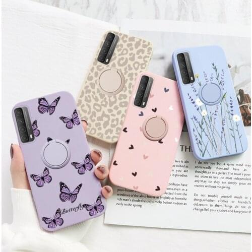 Case On For Huawei P Smart 2021 Cover Magnetic Ring Holder Phone Coque For Huawei Psmart2021 Soft Silicone Protective Bumper
