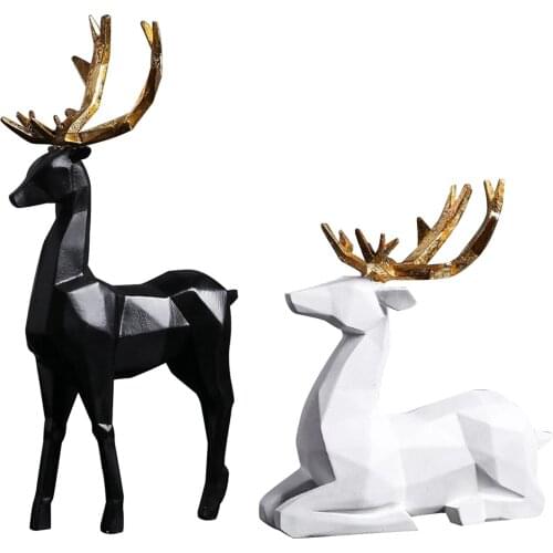 Resin Sculpture Accent Piece, Modern Elk Shaped Decorative Object for Home, Office, Table and Desktop