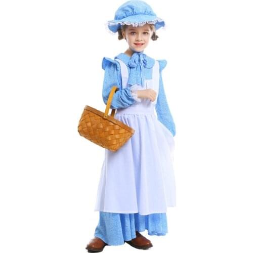 Child Girls Medieval Maid Costume Manor Servant Uniform Book Week Party Purim Kid Fancy Dress