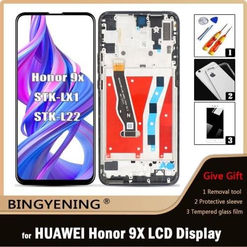Original For Huawei honor 9X LCD Display Screen Touch Digitizer Assembly For 6.59 inch Honor 9X Pro STK-LX1 STK-L22 With Frame