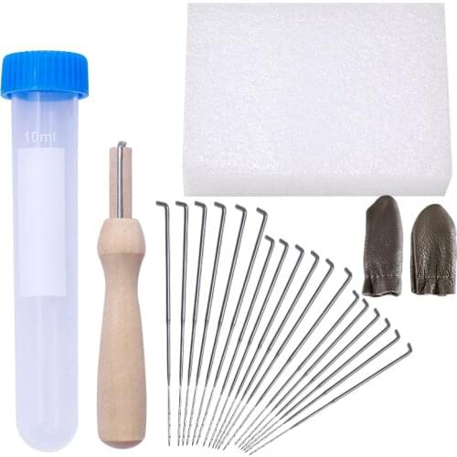 LMDZ 23Pcs/S/M/L Wool FeltingSewing Needles Felt Tool Kit Starter Beginner DIY Craft Needlework with Wood Handle with Bottle