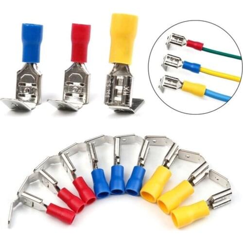 Piggyback Insulated Crimp Spade 6.3mm Terminal Piggy Back Wire Cable Connector Red Blue Yellow
